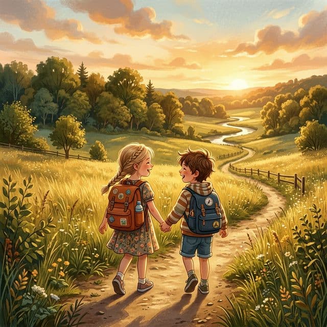 Kids walking in nature